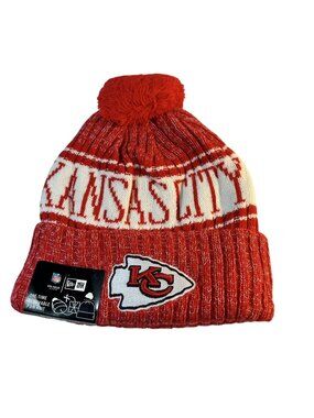 Kansas City Chiefs New Era Winter Knit Hat Beanie Fleece Lined One Size NWT.